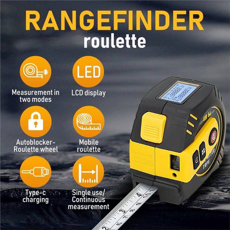 Laser Distance Meter 2 In 1 Tape - Premium-Laser-Messband 2-in-1 mit LCD-Display, Laser-Entfernungsmesser, hochpräzises