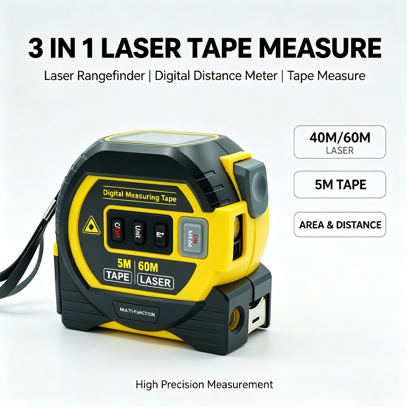 Digital Tape Measure 5M Laser - Laser-Maßband Messgerät für Bauarbeiten 3-in-1 Laser-Entfernungsmesser