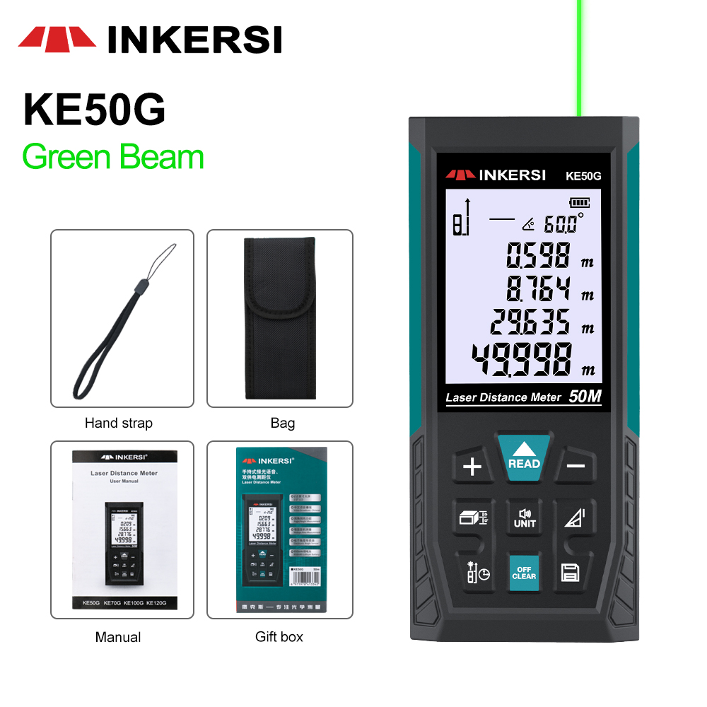 Laser Distance Meter With Bubble Level - Laser-Entfernungsmesser 50M Digitaler Distanzmesser Laser-Maßband mit