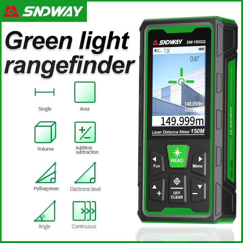 Laser Distance Meter 100M - Grüner Laser-Entfernungsmesser Digitaler Entfernungsmesser 150m 100m