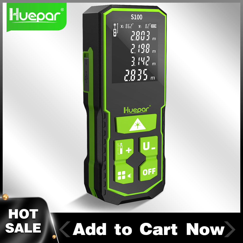 Laser Distance Meter 100M - Huepar Laser-Entfernungsmesser, digitaler Entfernungsmesser, 328 Fuß/100