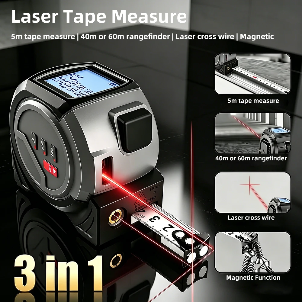 3-in-1-Laser-Messband, 5 m Sta – Laser Measure Area Volume Calculator Bewertung und Preis