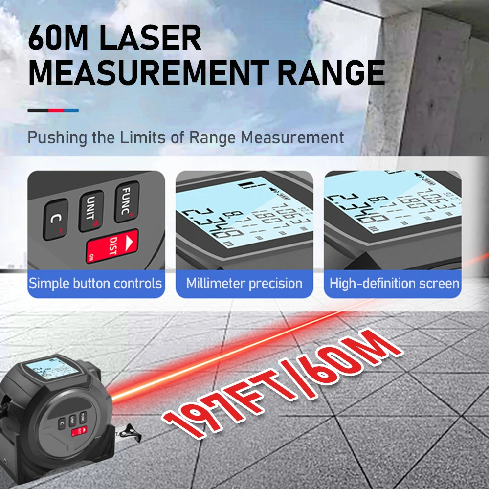 3-in-1-Laser-Messband, 5 m Sta – Laser Measure Area Volume Calculator Bewertung und Preis